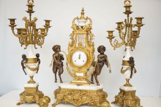 Reproduction Italian clock garniture, candelabra 7