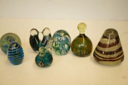 Collection of Mdina glass paperweights and three o