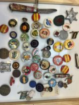 Collection of vintage pin badges and others