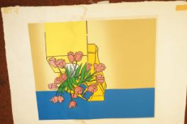 Trevor Allen Artist proof 'Yellow Couch with Tulip