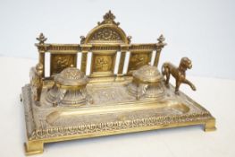 Early 20th century brass desk set 30cm