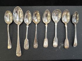 Eight various silver spoons, some Georgian some Vi