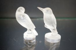 Two Lalique birds, both fully signed, tallest 7cm