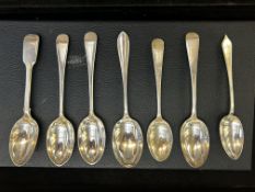 Seven silver spoons, majority Victorian all differ