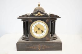 Victorian 6 pillar Belgian slate mantle clock 31cm
