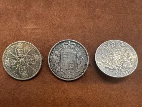 Three Victorian crowns 1887 and two 1845, made int