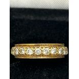 9ct Gold band ring set with cz stones Size M 2.5g