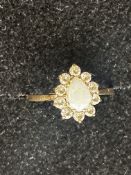 9ct gold ring set with Opal & CZ Size K