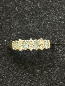 9ct gold ring set with blue topaz & white stones S