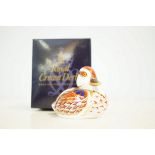Royal Crown Derby swimming duckling with gold stop