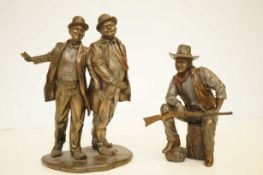 2 Resin figures John Wayne, laurel & hardy Tallest