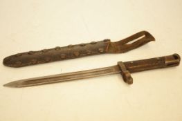 Belgium military bayonet with leather sheath Lengt