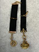 9ct Gold masonic pendant & 1 other yellow metal wi