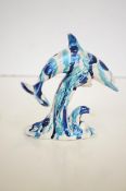 Anita Harris blue & white dolphin signed in gold