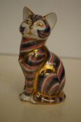 Royal crown derby sitting cat gold stopper