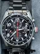 Citizen eco drive tachymeter with box & papers