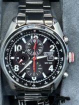 Citizen eco drive tachymeter with box & papers