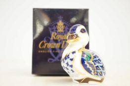 Royal Crown Derby sitting duckling with gold stopp