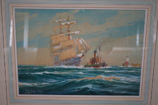 A D Bell watercolour ship scene