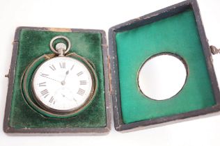 Silver pocket watch & case