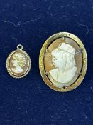 2x 9ct Gold cameo brooches