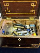 Victorian inlaid box & contents