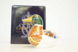 Royal Crown Derby Mallard duck with gold stopper a