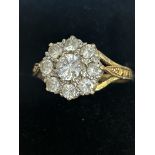 9ct Gold cluster ring set with cz stones Size M 2.