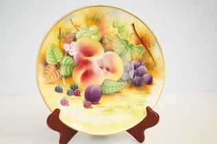 Hand painted fruit plaque signed Mottram