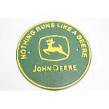 Cast iron John deere sign