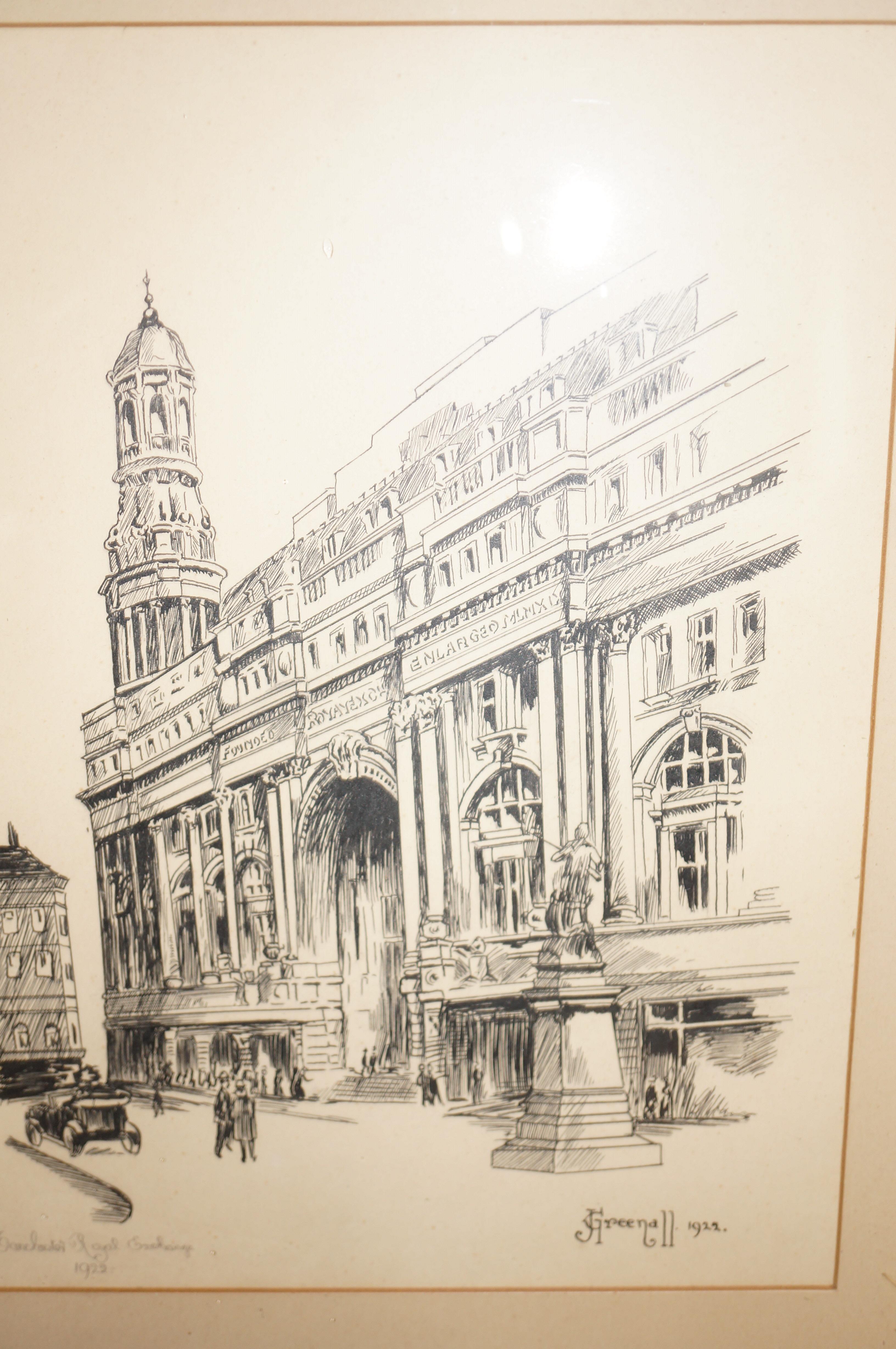 Early framed block print Manchester royal exchange