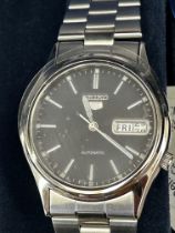 Seiko 5 day/date automatic wristwatch with box & p