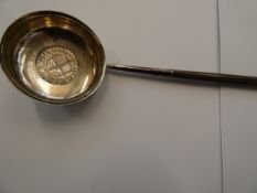 Early silver toddy ladle with Elizabeth I coin & w