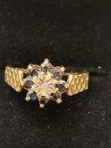 9ct gold ring set with diamonds & sapphires Size M