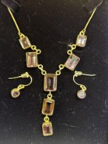 Silver & amethyst necklace & earrings