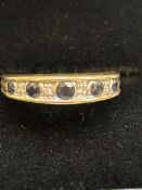9ct Gold ring set wth sapphires & diamonds Size M
