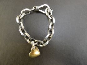925 & 750 stamped bracelet with heart