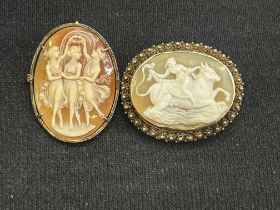 2 cameo brooches