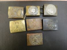 Collection of WWI military belt buckles - German &