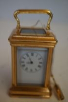 Miniature carriage clock with white enamel dial &