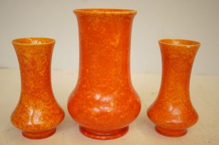 3x Royal Lancastrian vases - 1 with chip to lip (s