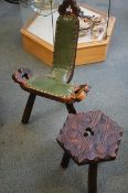 Spanish Brutalist/birthing chair green leather & w