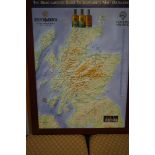 Pair of Malt whisky distillery framed map pictures