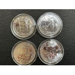 4x 999 fine silver 2 pound britannia coins