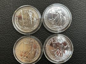 4x 999 fine silver 2 pound britannia coins