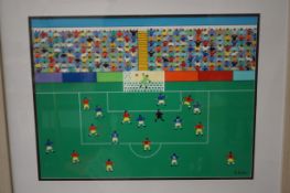 Gordon Barker framed original 'Football scene'