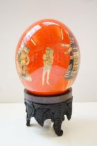 Ostrich painted egg & stand