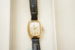 Boxed ladies 9ct gold wristwatch