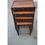 Oriental carved nest of 4 tables