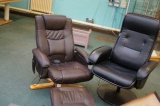 2 leather chairs & footstool